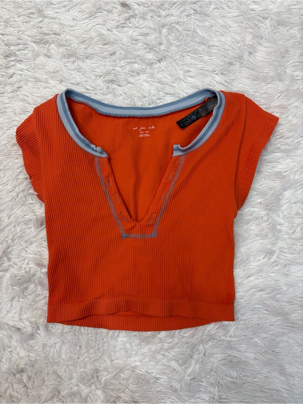 UO Out From Under Go For Gold Seamless Top In Orange/light Blue - Picture 2 of 4